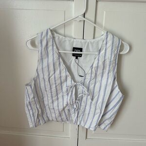 Zara Striped Tank Top in White and Blue